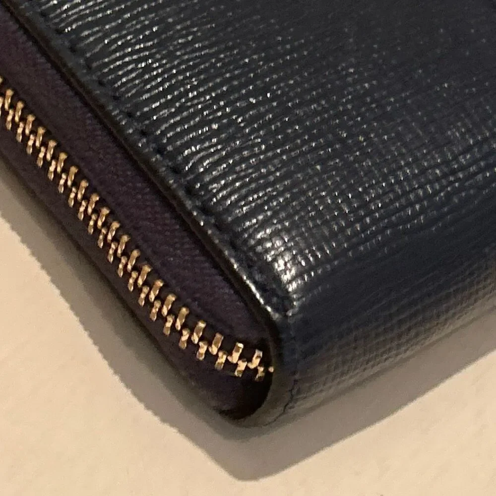 Samantha Thavasa Zip Around Long Wallet Blue Leather Minimalist Casual Daily